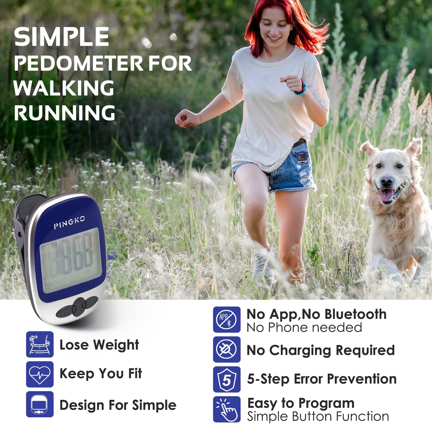 PINGKO Outdoor Multi-Function Portable Sport Pedometer Step/Distance/Calories/Counter - Image 2