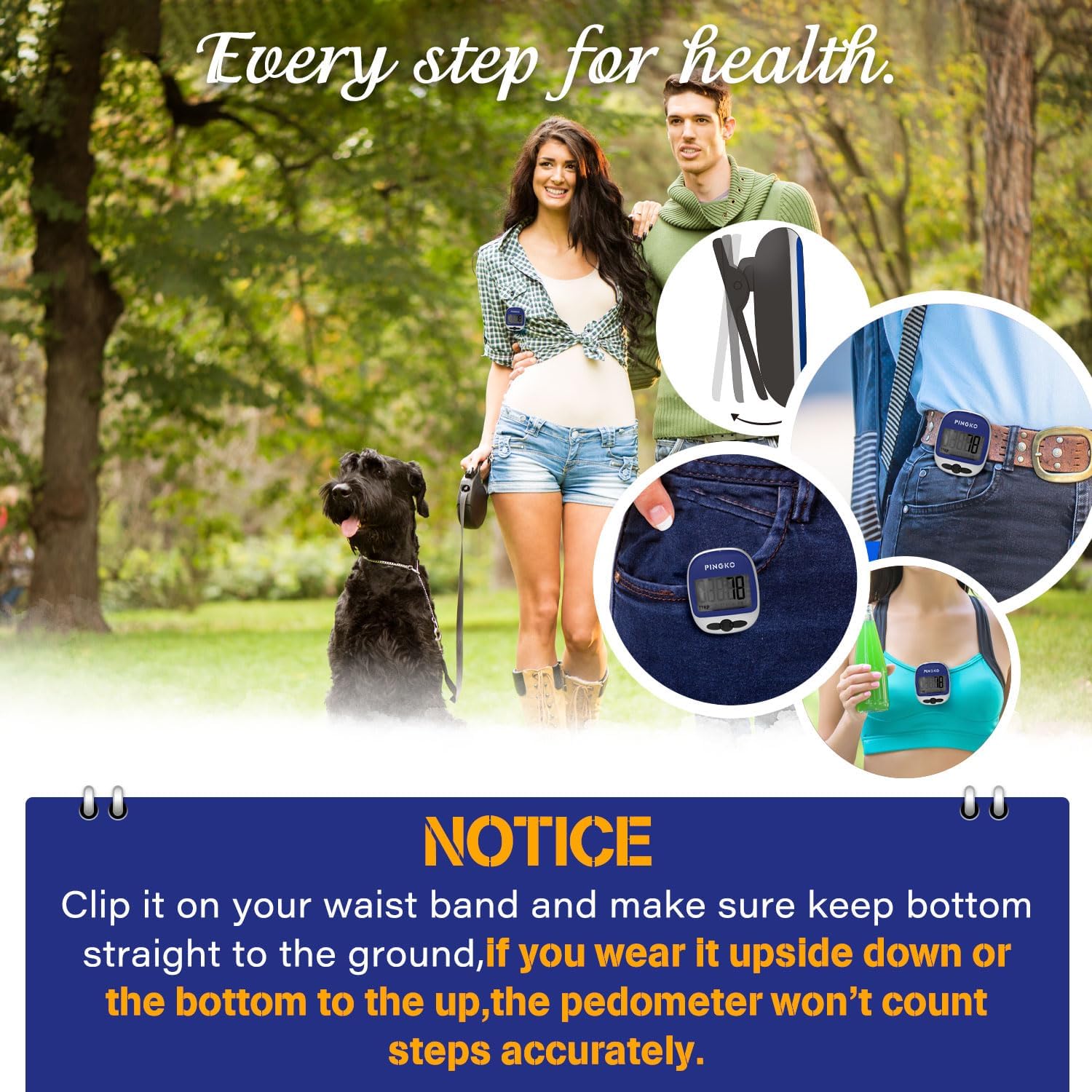 PINGKO Outdoor Multi-Function Portable Sport Pedometer Step/Distance/Calories/Counter - Image 5