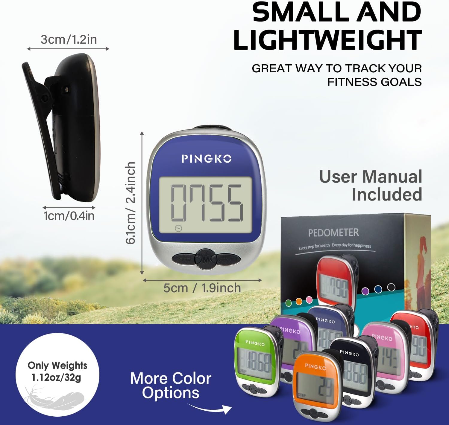 PINGKO Outdoor Multi-Function Portable Sport Pedometer Step/Distance/Calories/Counter - Image 6